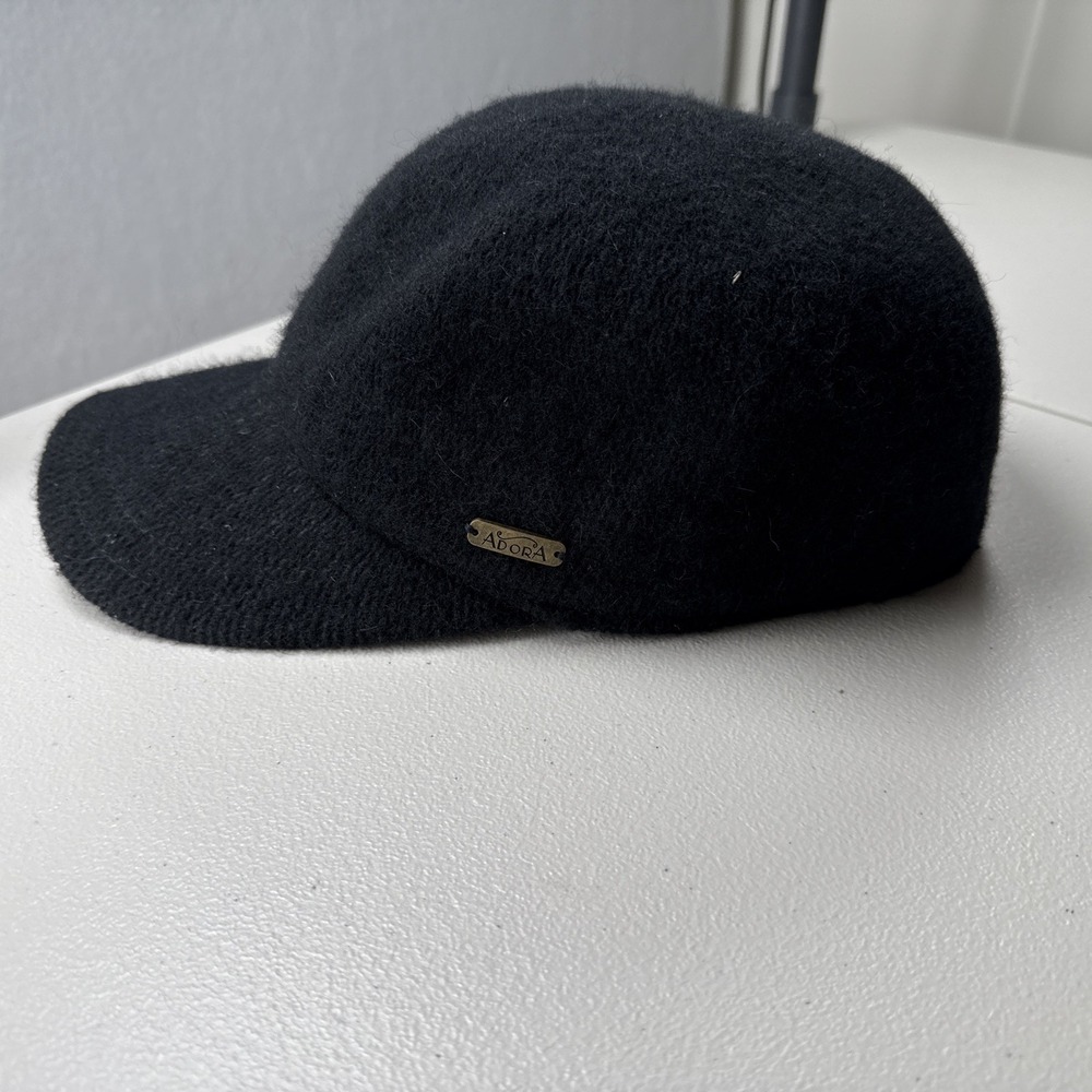 Adora Women's Black Wool Baseball Cap Hat One Size Minimalist Winter